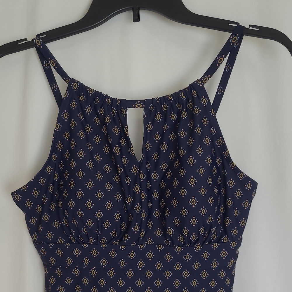 Kona Sol Navy and Gold One Piece Swimsuit Top